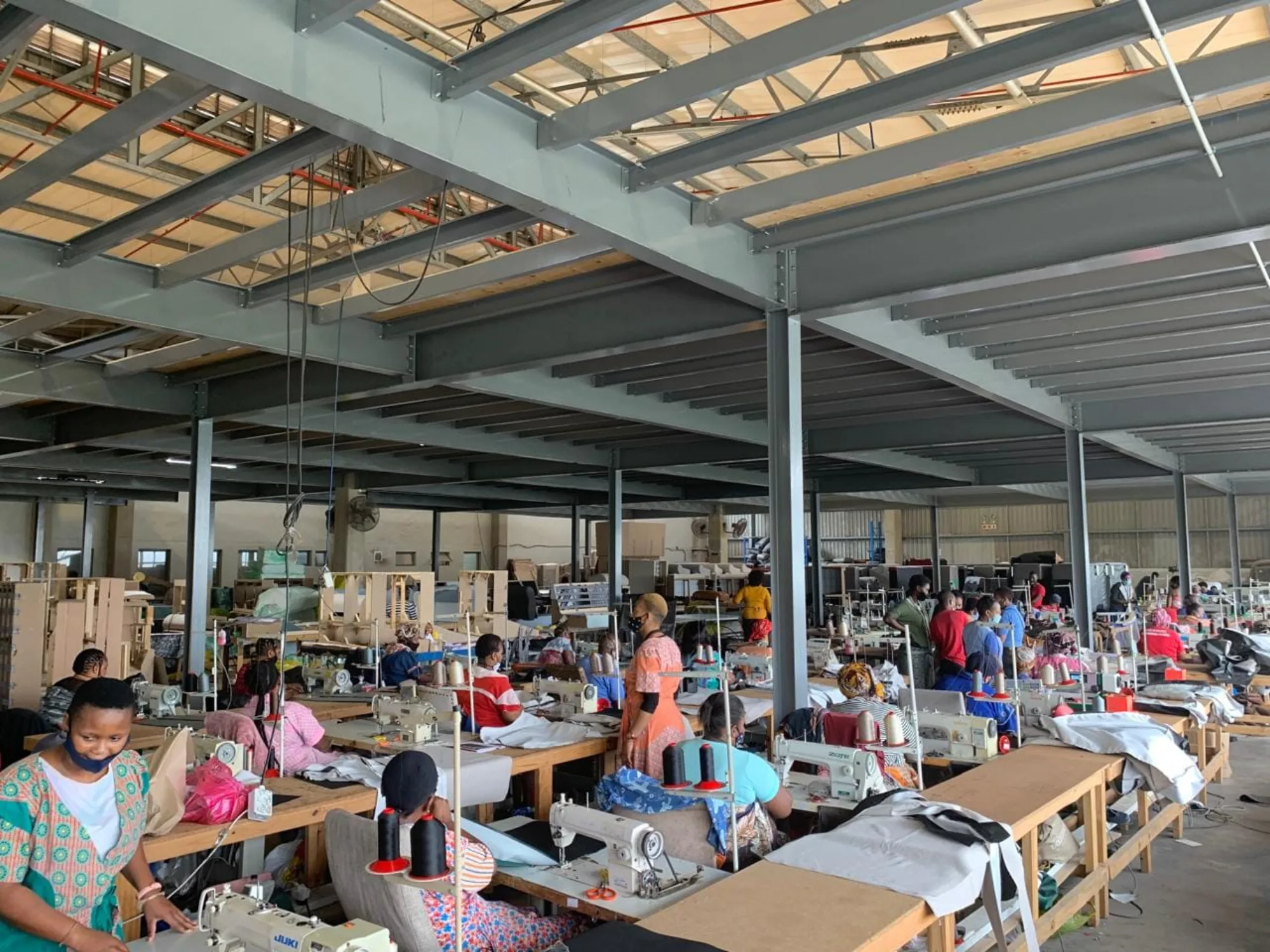 Sewing and upholstery lines running underneath the new mezzanine floor